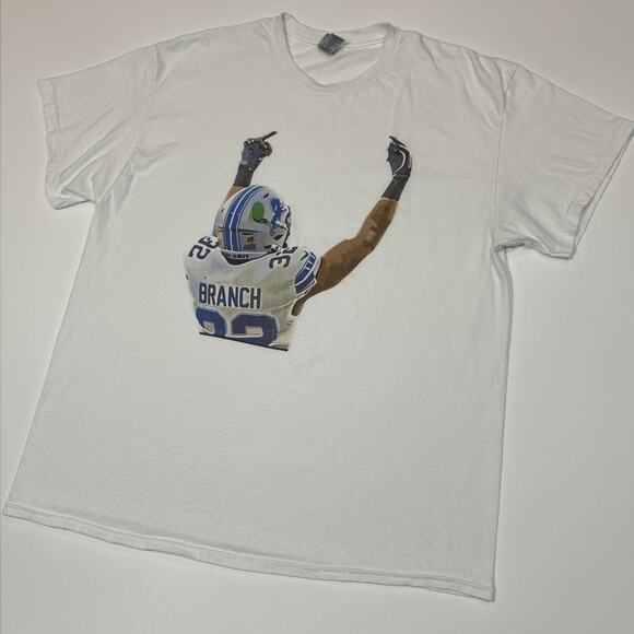Brian Branch Detroit Lions White Gildan T-Shirt Men’s XL NFL Fan Tee - Picture 3 of 11